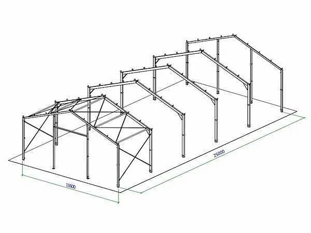 Staalconstructie 11,6x25 meter (ca. 290 m2) - afbeelding 2 van  9