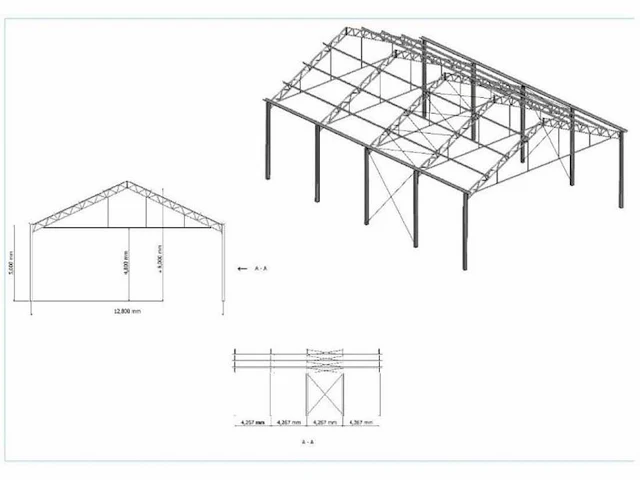 Staalconstructie 12,80 x 17,08 mtr (218m2) - afbeelding 7 van  7