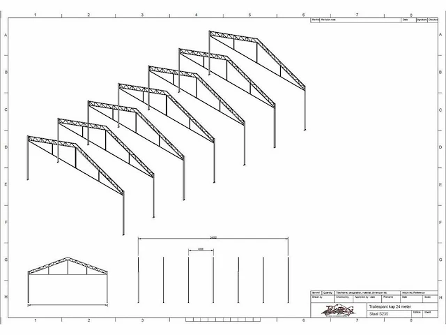 Staalconstructie 12.80 x 24.00 meter (307m2) - afbeelding 7 van  13