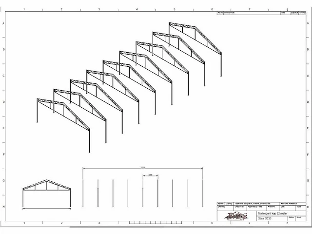 Staalconstructie 12.80 x 32.00 meter (410m2) - afbeelding 4 van  10