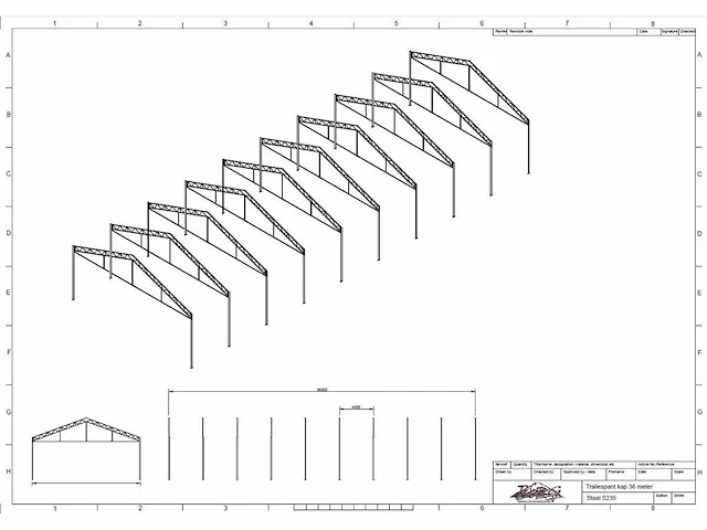 Staalconstructie 12.80 x 36.00 meter (460m2) - afbeelding 4 van  10