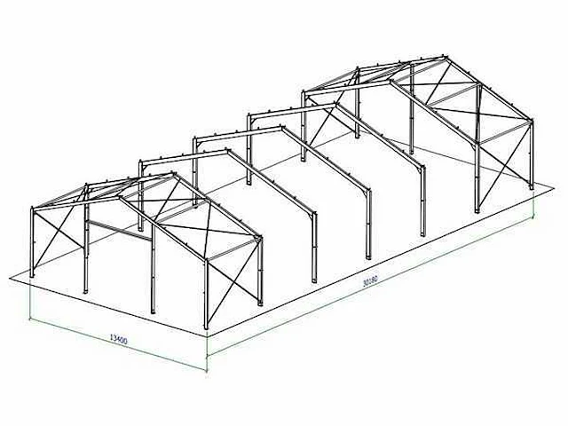 Staalconstructie 13,4x30 meter (ca. 402 m2) - afbeelding 4 van  10