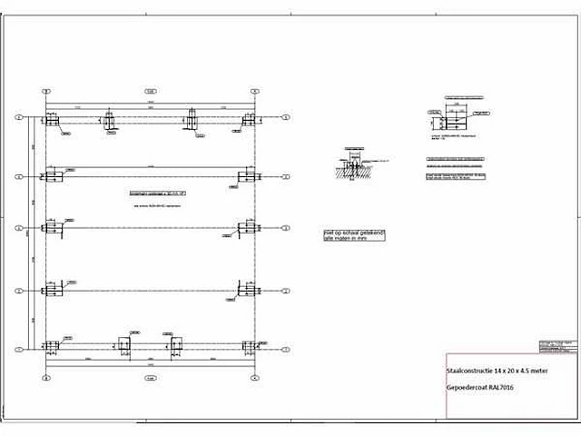 Staalconstructie 14 x 20 meter (280m2) - afbeelding 9 van  17
