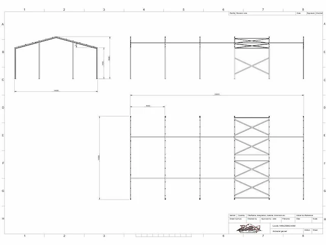 Staalconstructie 14 x 25 meter (350m2) - afbeelding 5 van  13