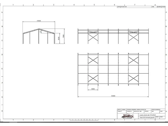 Staalconstructie 15.50 x 35.00 meter (542m2) - afbeelding 7 van  15