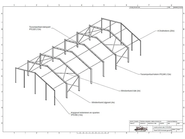 Staalconstructie 15.50 x 35.00 meter (542m2) - afbeelding 9 van  15