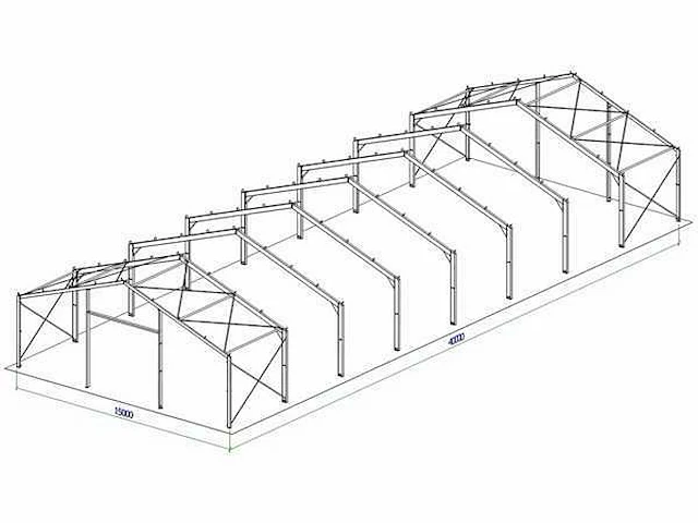 Staalconstructie 15x40 meter (ca. 600 m2) - afbeelding 2 van  10