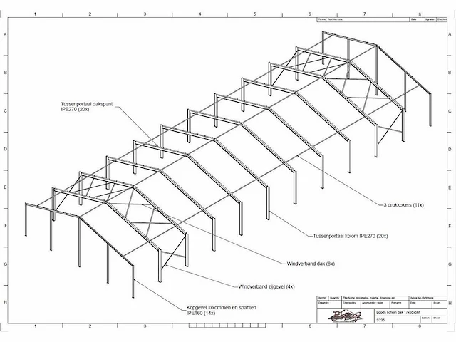 Staalconstructie 17 x 55 meter (935m2) - afbeelding 12 van  18