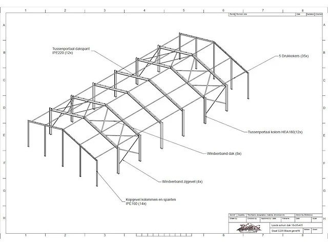 Staalconstructie 18 x 35 meter (630m2) - afbeelding 11 van  17