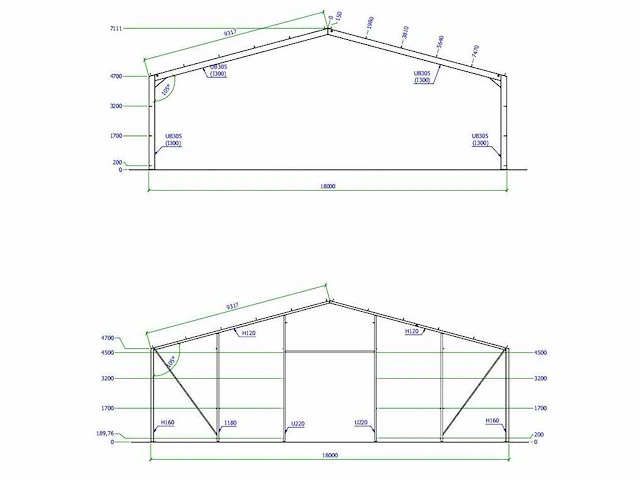 Staalconstructie 18x40 meter (ca. 720 m2) - afbeelding 10 van  11