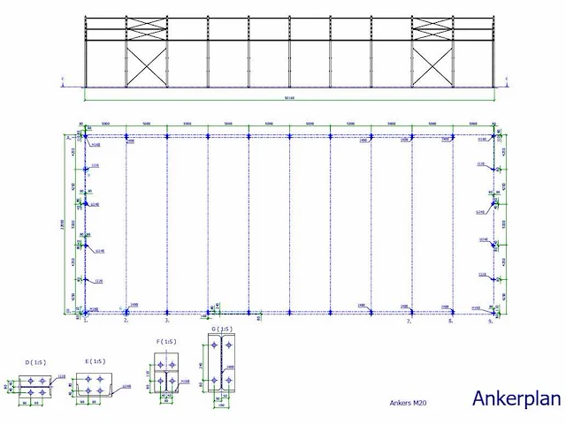 Staalconstructie 22x50 meter (ca. 1100m2) - afbeelding 9 van  13