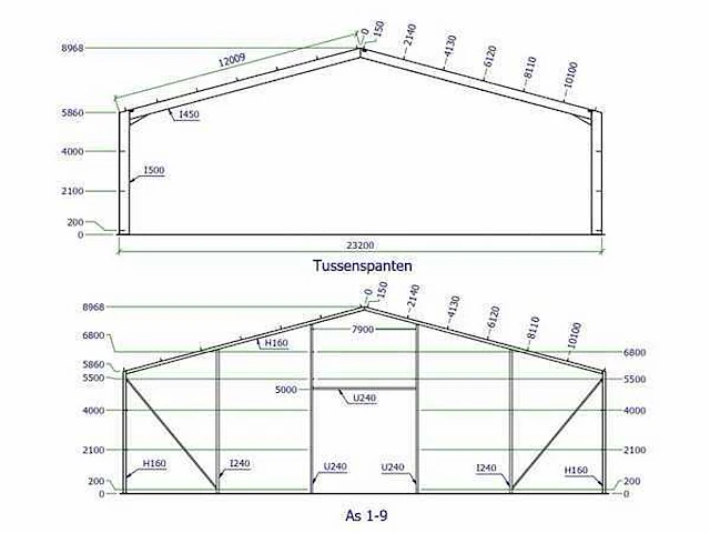 Staalconstructie 23,2x50 meter (ca. 1160 m2) - afbeelding 3 van  14