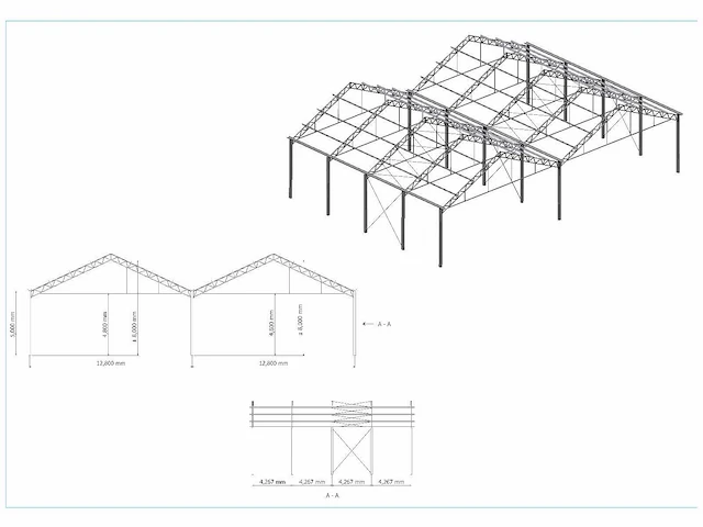 Staalconstructie 25,60 x 17,08 mtr (437m2) - afbeelding 6 van  6