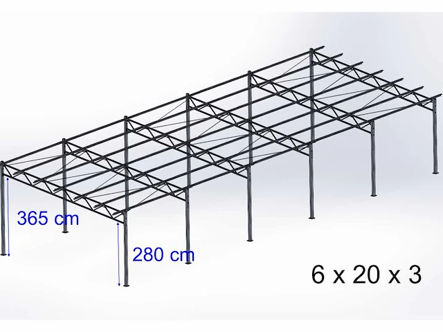 Staalconstructie 6x 20 mtr (120m2) - afbeelding 1 van  5