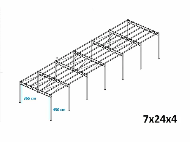 Staalconstructie (7 x 24 mtr) (168m2) - afbeelding 1 van  7