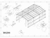Staalconstructie 8 x 12 (ca. 96m²) - afbeelding 2 van  2