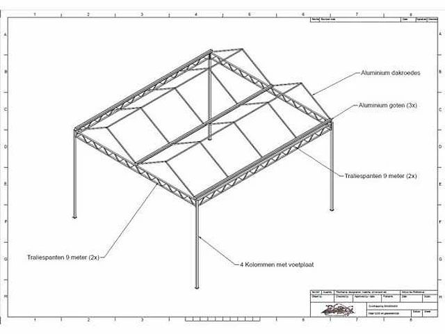 Staalconstructie carport overkapping 8 x 9 meter (72m2) - afbeelding 8 van  14