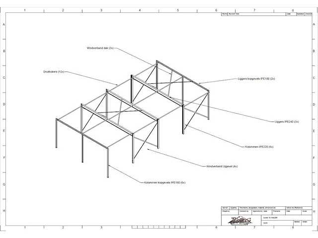 Staalconstructie platdak 10.11 x 20.00 meter (202m2) - afbeelding 9 van  15