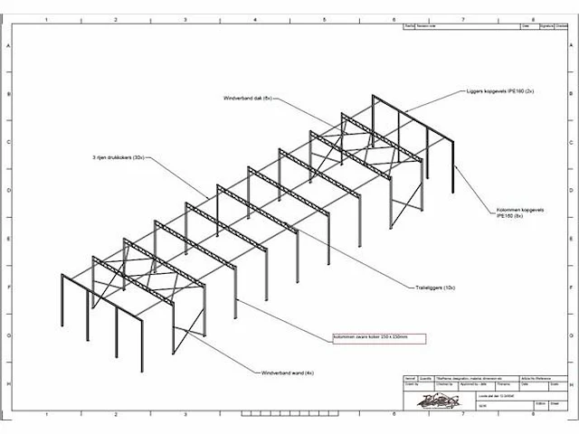 Staalconstructie platdak 12.20 x 50.00 meter (610m2) - afbeelding 10 van  16