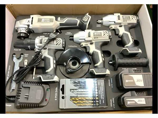 Stahlgruppe - powertool set, schroefmachine, boormachine, slagmoersleutel, haakse slijper, 2 accu’s - afbeelding 5 van  17