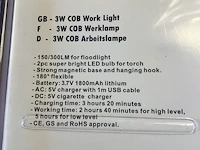 Stahlkaiser oplaadbare werklamp 3watt cob - afbeelding 3 van  11