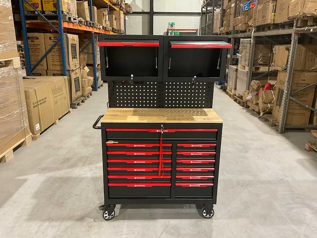 Stahlwelt - stw222 - met achterwand en kastjes - gereedschap wagen gevuld - afbeelding 12 van  19