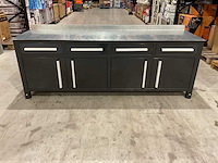 Stahlworks 4 laden, 4 kastdeuren / in hoogte verstelbaar zwarte werkbank - afbeelding 1 van  10