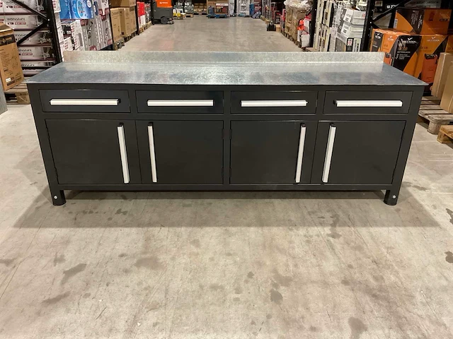 Stahlworks 4 laden, 4 kastdeuren / in hoogte verstelbaar zwarte werkbank - afbeelding 1 van  10