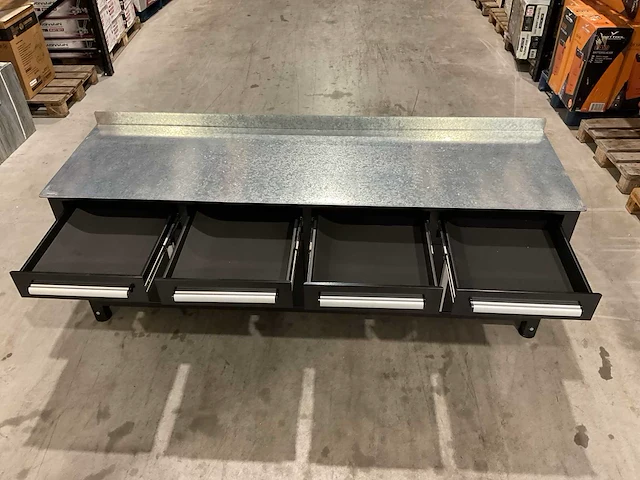 Stahlworks 4 laden, 4 kastdeuren / in hoogte verstelbaar zwarte werkbank - afbeelding 3 van  10