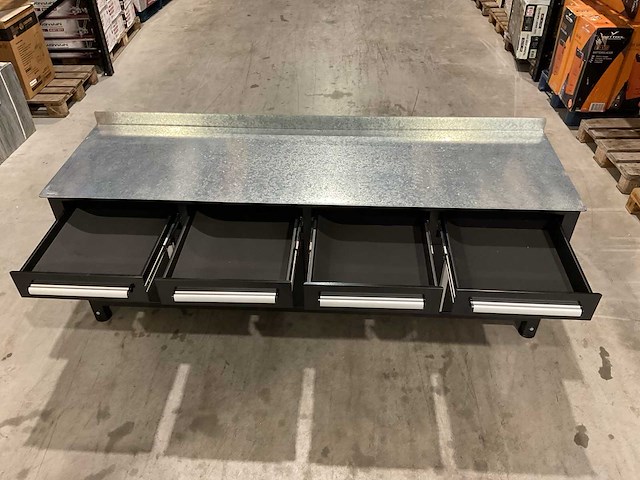 Stahlworks 4 laden, 4 kastdeuren / in hoogte verstelbaar zwarte werkbank - afbeelding 2 van  10