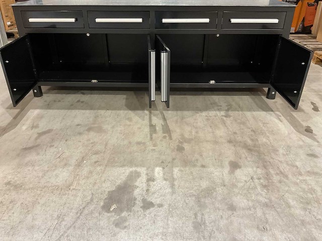 Stahlworks 4 laden, 4 kastdeuren / in hoogte verstelbaar zwarte werkbank - afbeelding 3 van  10