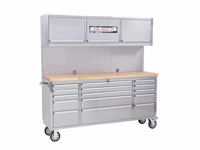 Stahlworks werkbank deluxe rvs 72 inch high 15 drawers - afbeelding 1 van  4