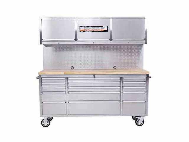 Stahlworks werkbank deluxe rvs 72 inch high 15 drawers - afbeelding 2 van  4