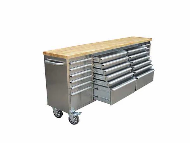 Stahlworks werkbank deluxe rvs 96 inch 15 drawers - afbeelding 3 van  8
