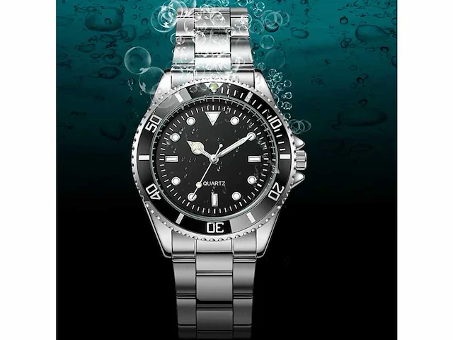 Stainless steel band analog luminous waterproof quartz watch for men - polshorloge - afbeelding 2 van  3