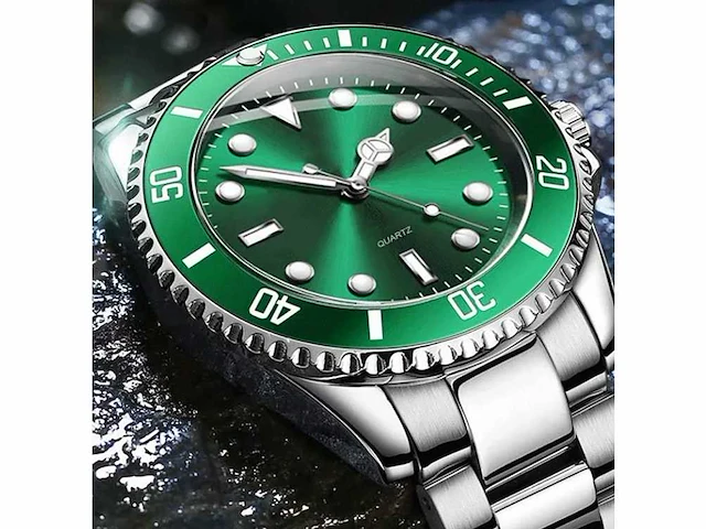 Stainless steel band analog luminous waterproof quartz watch for men - polshorloge - afbeelding 1 van  5