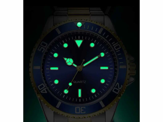 Stainless steel band analog luminous waterproof quartz watch for men - polshorloge - afbeelding 2 van  5