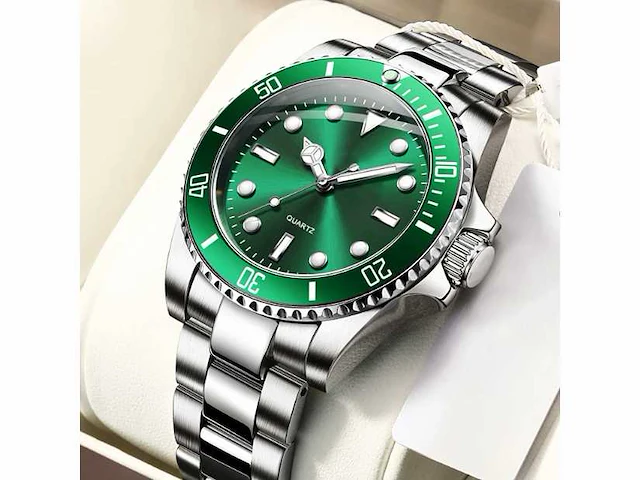Stainless steel band analog luminous waterproof quartz watch for men - polshorloge - afbeelding 3 van  5
