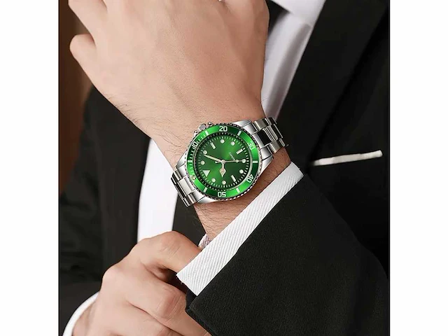 Stainless steel band analog luminous waterproof quartz watch for men - polshorloge - afbeelding 4 van  5
