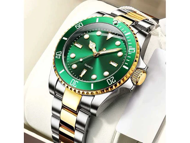 Stainless steel band analog luminous waterproof quartz watch for men - polshorloge - afbeelding 1 van  3