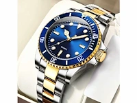Stainless steel band analog luminous waterproof quartz watch for men - polshorloge