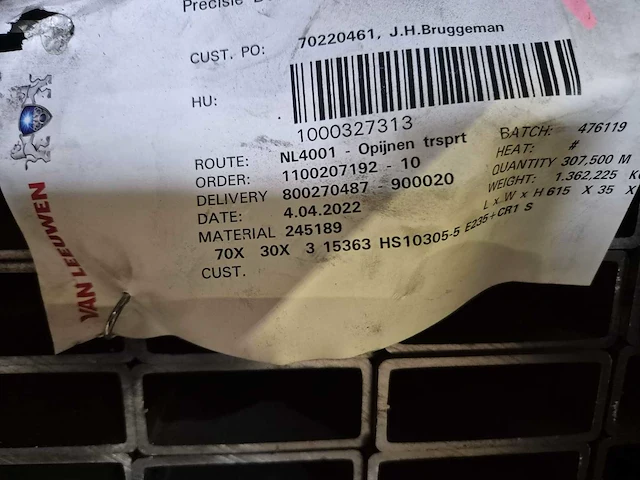 Stalen kokerprofielen e235 + cr1 s2 (4086kg) - afbeelding 4 van  6