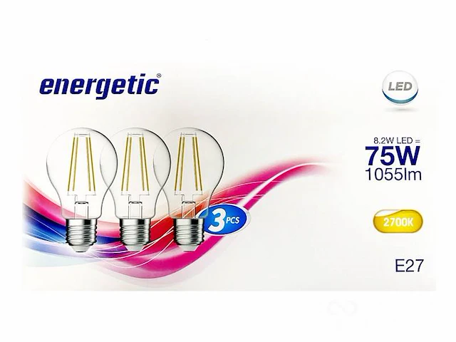 Standaard e27 7,8w helder 3-pack - afbeelding 1 van  4