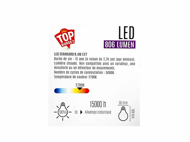 Standaard mat led lamp e27 2-pack (300x) - afbeelding 3 van  4