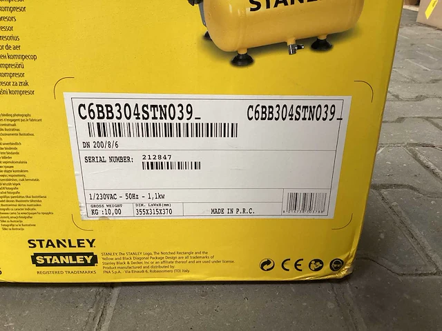 Stanley dn200/8/6 luchtcompressor - afbeelding 3 van  4