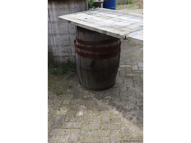 Statafel op houten tonnen - 240x76x95cm - afbeelding 4 van  5