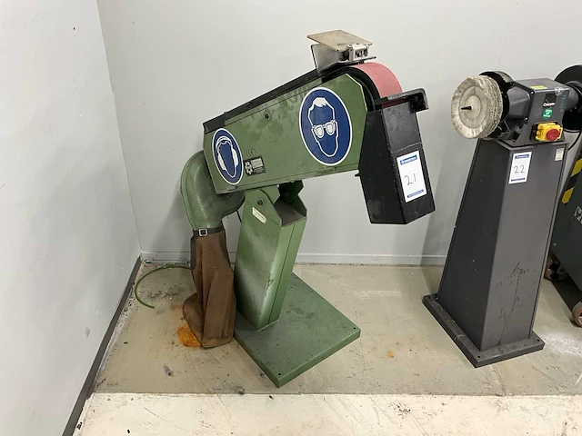 Stationaire bandschuurmachine met afzuigmotor en stofzak - afbeelding 1 van  6