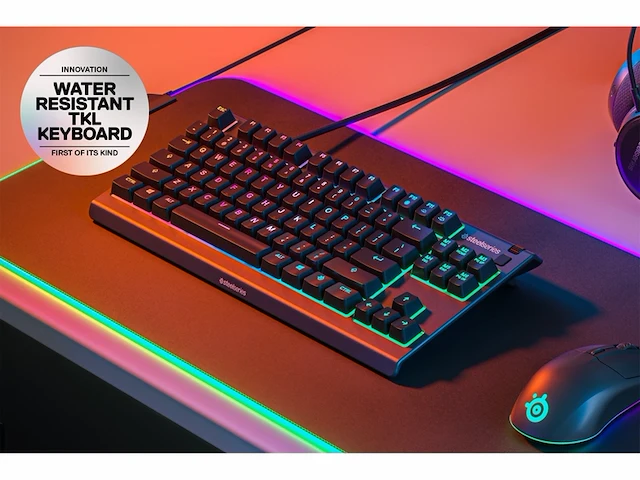 Steelseries apex 3 tkl rgb gamingtoetsenbord voor esports 8zone rgbverlichting amerikaanse qwerty zwart - afbeelding 1 van  5