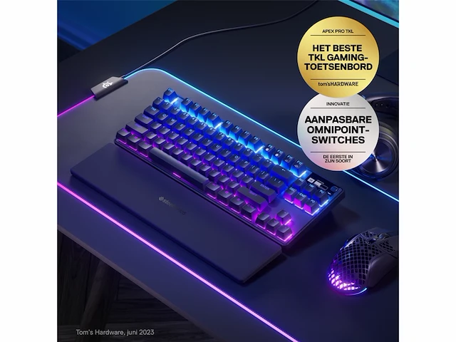 Steelseries apex pro tkl wireless hypermagnetic gamingtoetsenbord bluetooth 24 ghz usb-c azerty - afbeelding 4 van  4