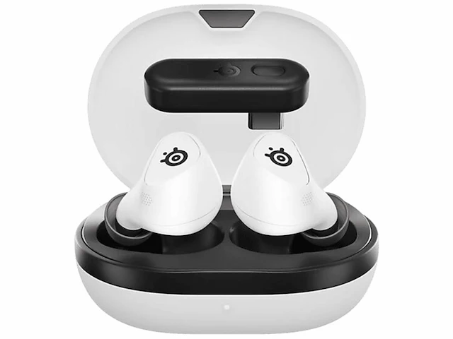 Steelseries arctis gamebuds draadloze gamingoordopjes 2,4 ghz en bluetooth 5.3 ip55 wit - afbeelding 1 van  4